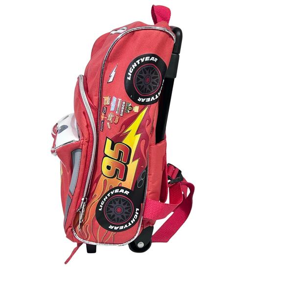 Disney Pixar Cars Lightning McQueen Rolling Mini Backpack Luggage Travel Kids - Picture 3 of 14